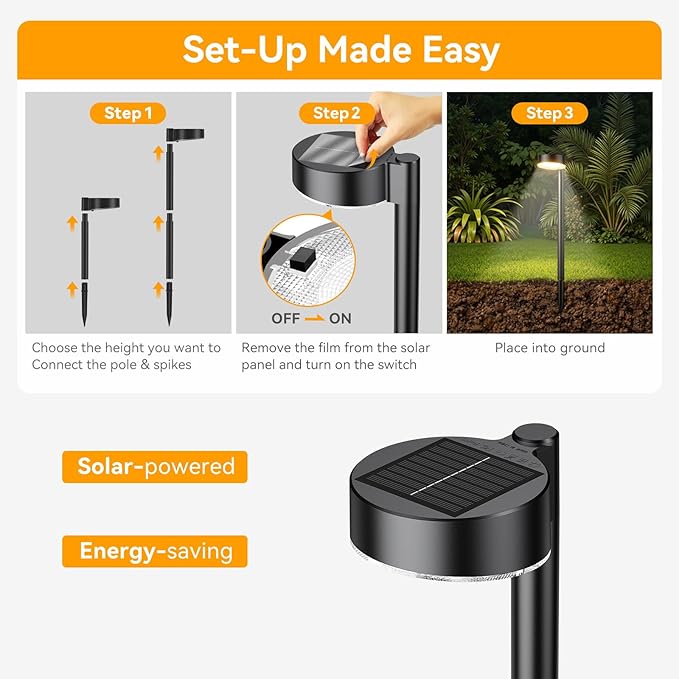 Ahaorigin 6 Pack Solar Pathway Lights Outdoor, 12 Brighter LED Solar Lights - Image 6