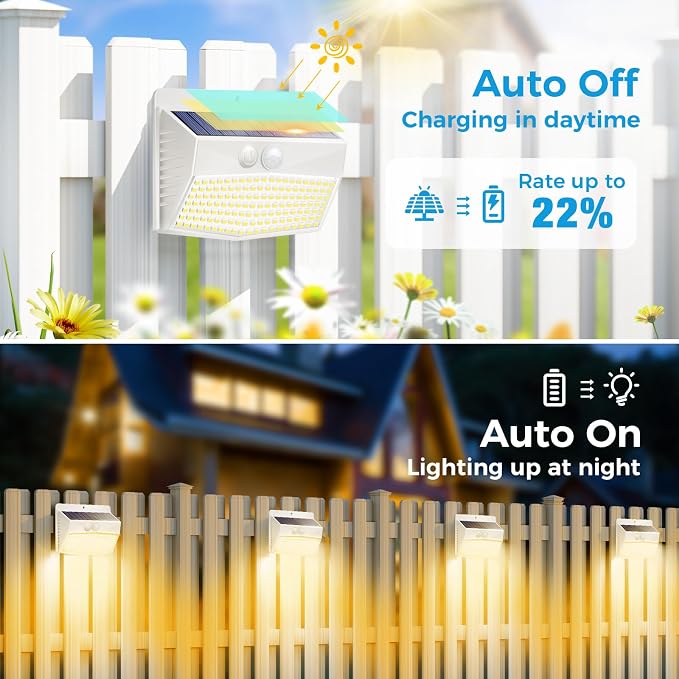 Peasur 6 Packs Solar Outdoor Lights Motion Sensor, Solar Security Lights - Image 2