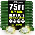 75ft Outdoor/Indoor Extension Cord 14/3 Gauge Heavy Duty 3 Prong SJTW, by LifeSupplyUSA