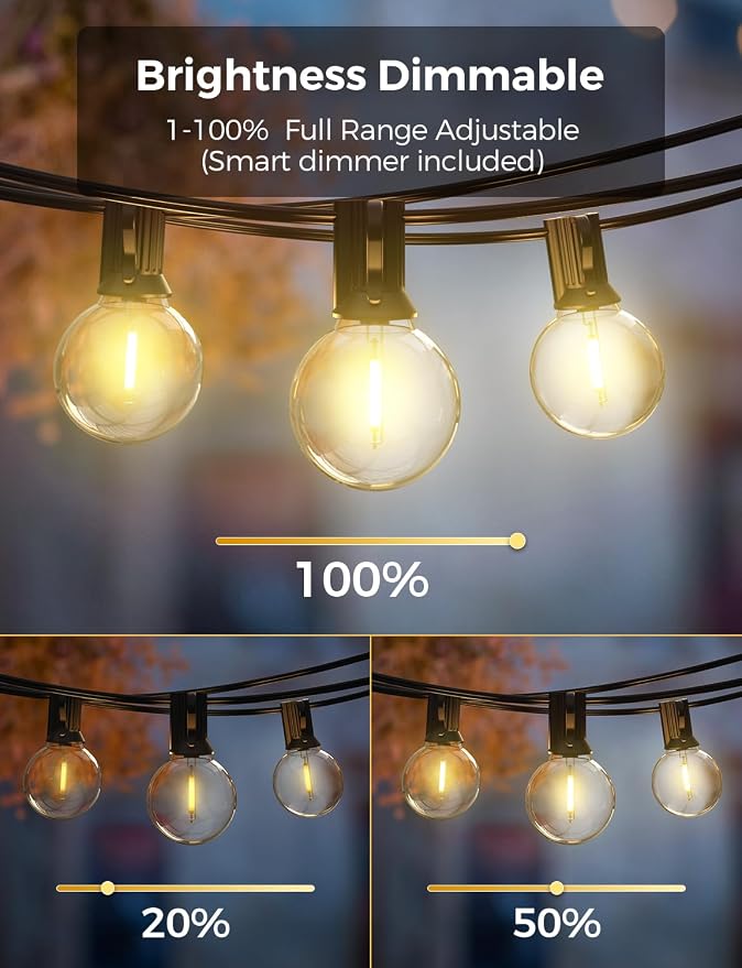XMCOSY+ Outdoor String Lights, Smart Patio Lights 100Ft Dimmable Outdoor Lights - Image 4