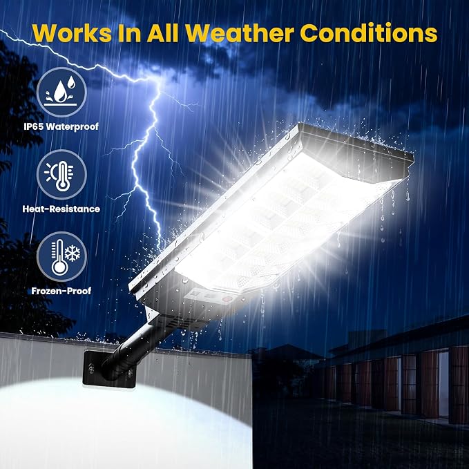 Solar Street Lights Outdoor 4-Pack, 12000LM 6500K Waterproof LED Motion Sensor - Image 5
