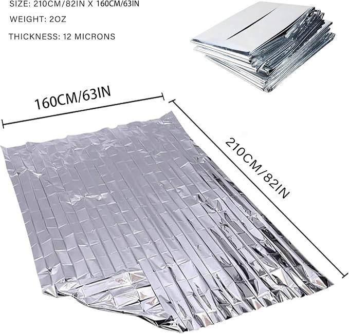 Polyethylene Mylar Silver Emergency Foil Thermal Blanket, 210 x 160 cm - Image 4
