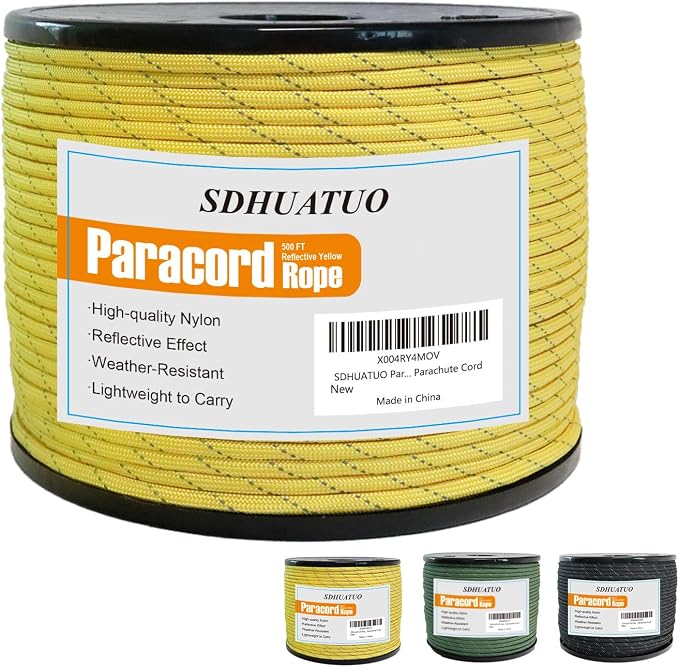 SDHUATUO Paracord Rope 500FT, 550lb Type III Nylon Parachute Cord 7-Strand Core by HOME