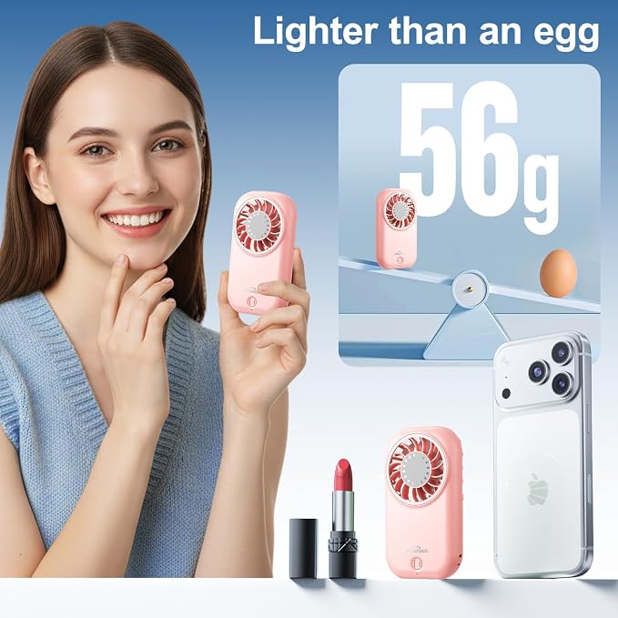 WHATOOK Mini Fan Small Portable Fans: 5 Speeds Personal Makeup Handheld Fans - Image 2