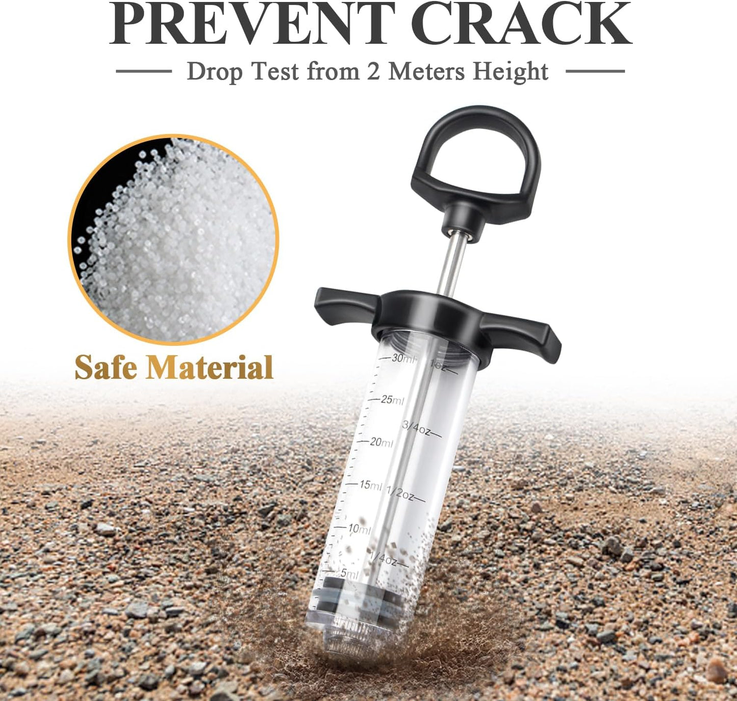 Plastic Meat Injector Kit for Smoker with 3 Flavor Food Syringe Needles, Ideal for Injecting Marinade into Turkey, Meat, Brisket; 1-OZ; Including Paper User Manual, Recipe E-Book (PDF)