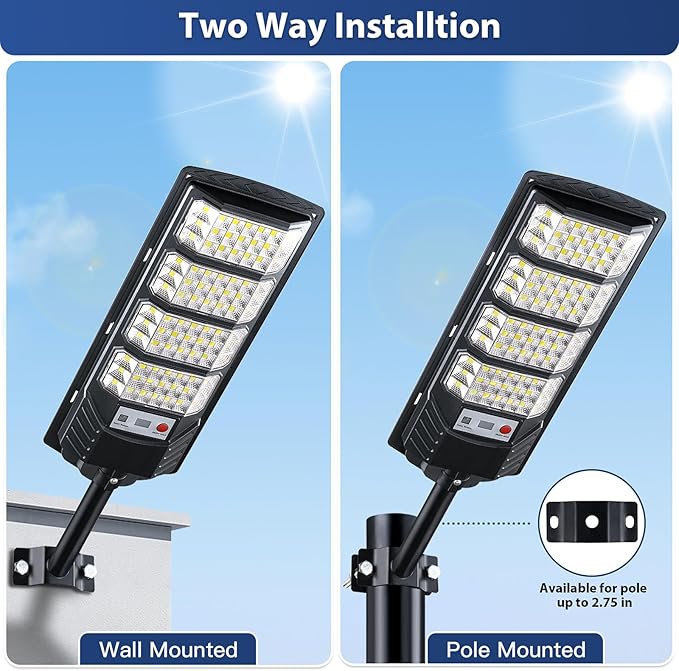 Yusist 2 Pack Solar Street Lights Outdoor Waterproof, 6500K LED Motion Sensor - Image 2