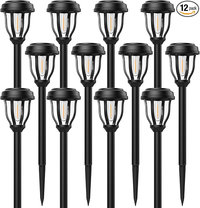 DERAYSION 12 Pack Solar Lights Outdoor, Solar Pathway Lights Auto On/Off by DERAYSIONSolarLighting