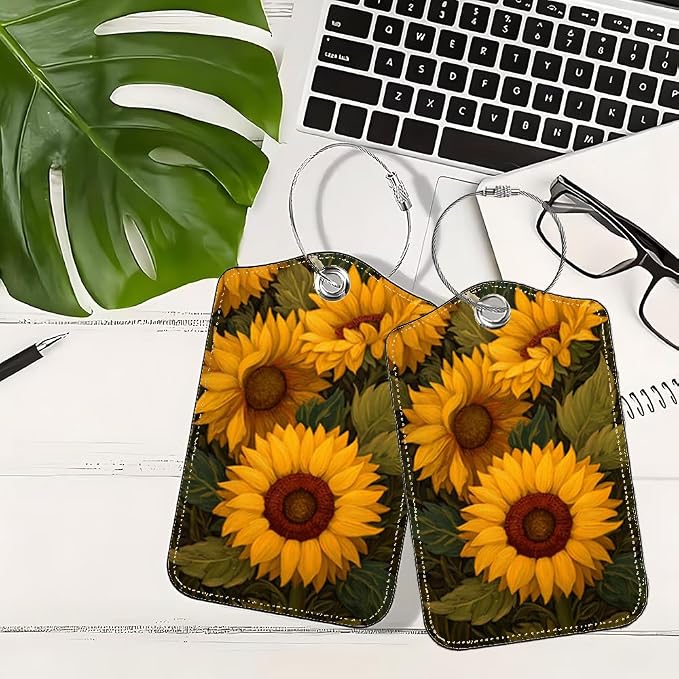 2Pcs Sunflower Luggage Tags for Suitcases, 2.83x4.53 Travel ID Labels - Image 5