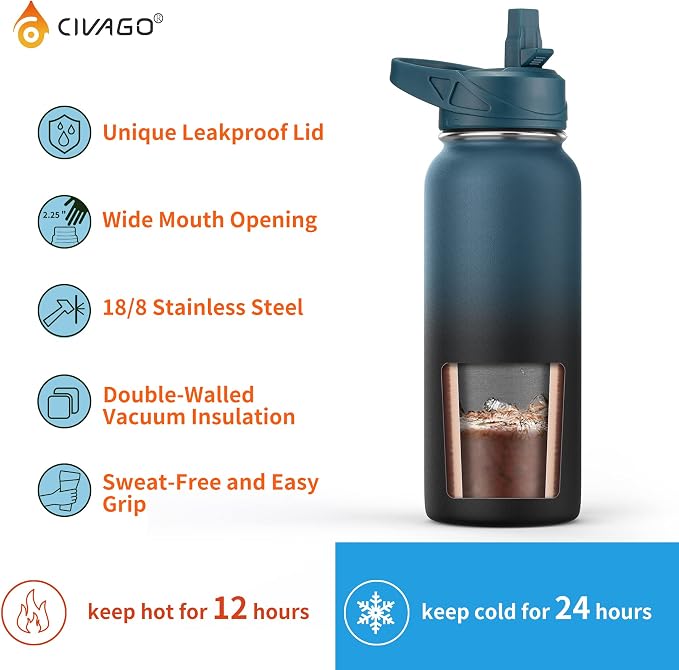 CIVAGO 24 oz Insulated Water Bottle - Image 3