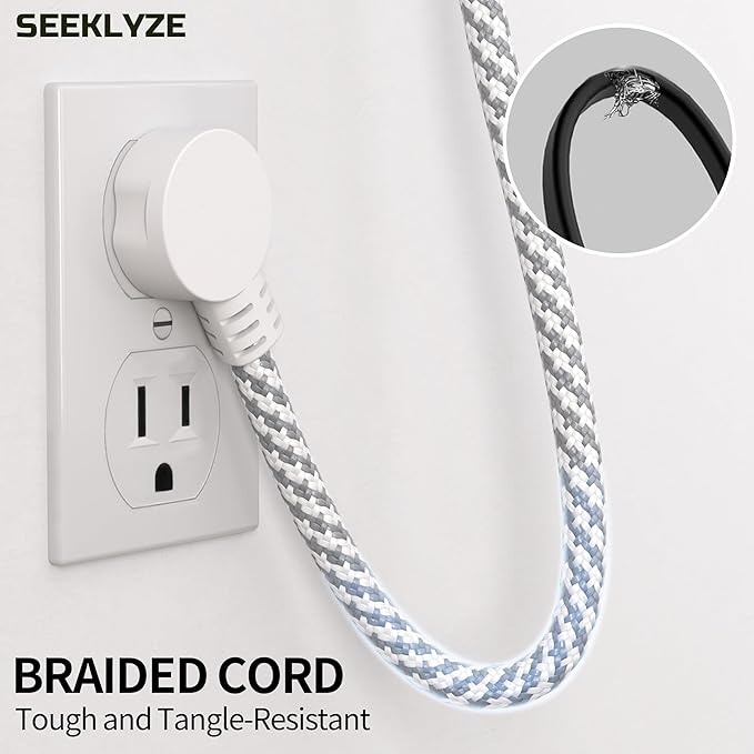 16 Gauge Braided Extension Cord 6 FT, 16/3 Flat Plug Power Cord Indoor - Image 5