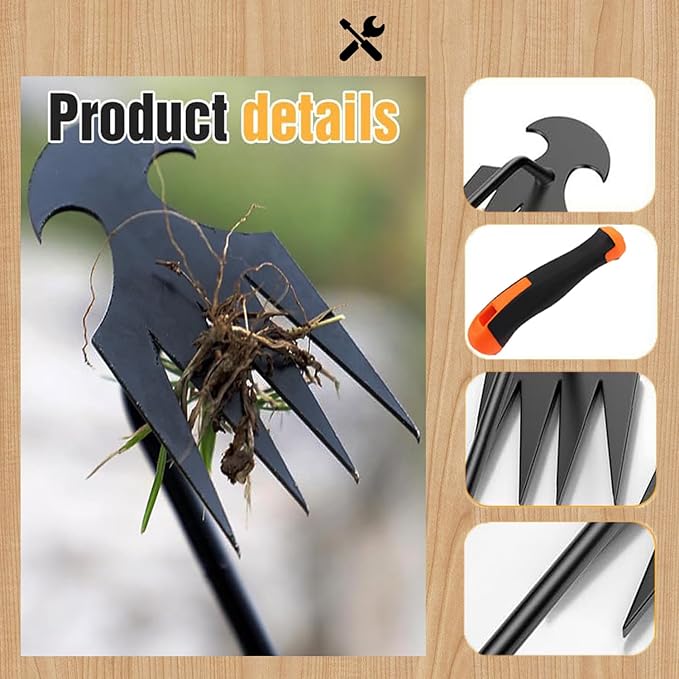 Weed Puller Tool-Weeding Artifact Uprooting Weeding Tool | 2024 Enhanced Weed Remover tool | 4-Tine Stainless Steel Weeder Tool,Multi Function Garden Tools fro Efficient Weed Extraction (1, upgrade)