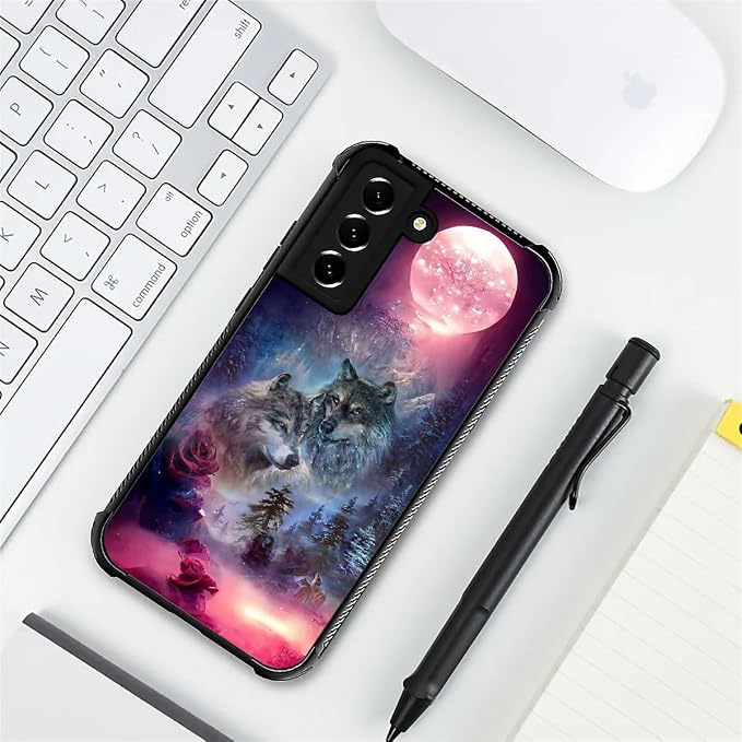 for Samsung Galaxy S22 Plus Case, Star Two Wolfs Howling Pattern Graphic Design - Image 7