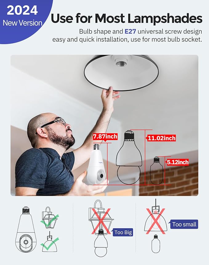 Hugolog 3K 5MP Light Bulb Security Cameras Wireless Outdoor-2.4GHz Cameras - Image 3