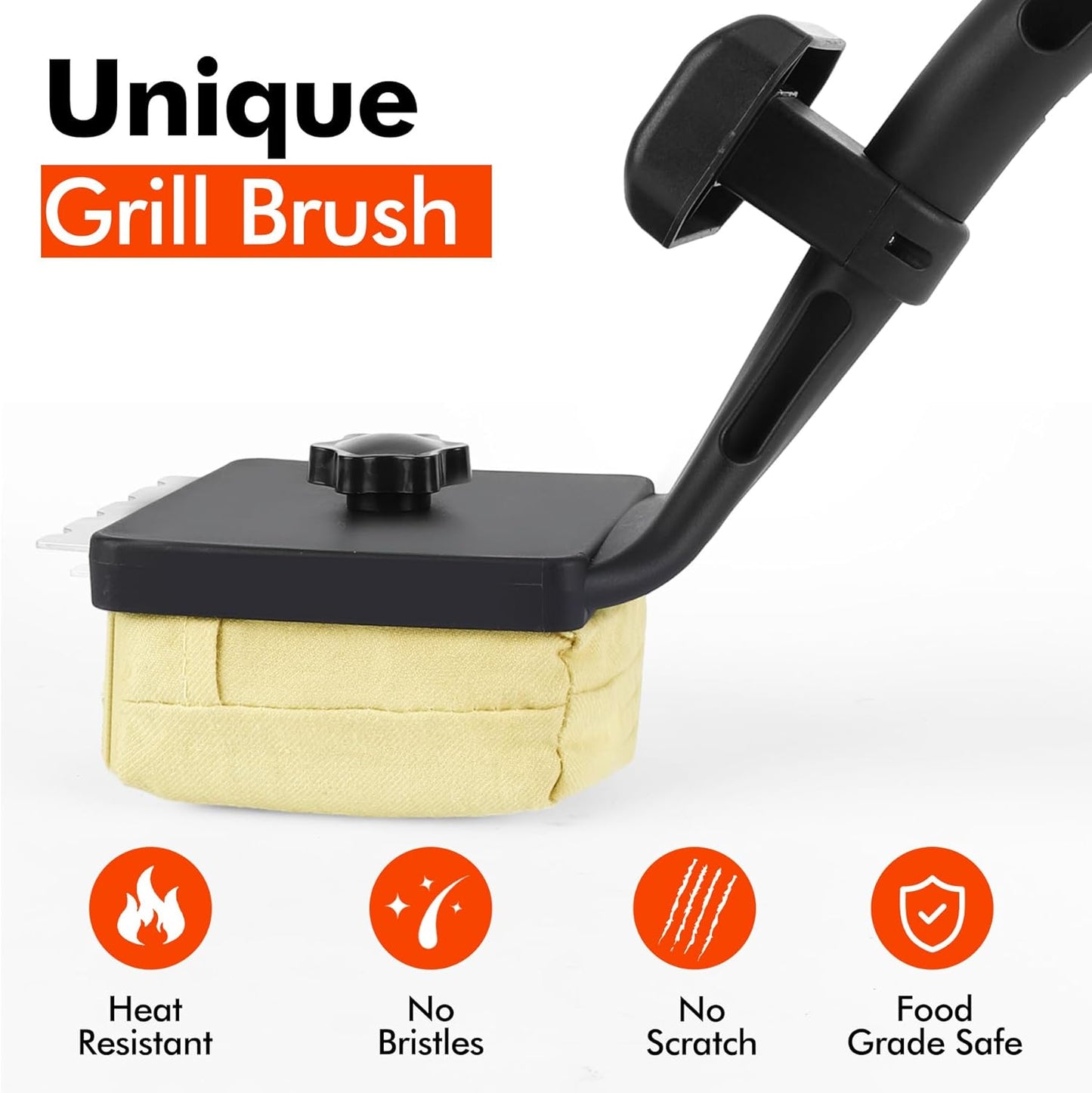 DR DAPPER Grill Brush Scraper Replace Head BBQ Cleaning Brush Bristle Free Upgraded Steam Scrubber Grill Cleaner Accessories Cloth Brush Tool for Cast Iron Stainless-Steel Grates Grill Cleaner Brushes