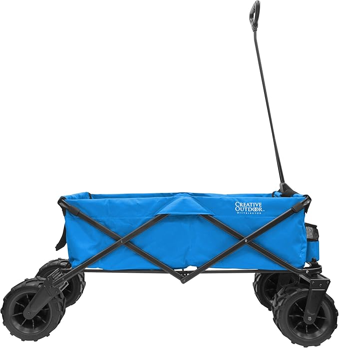 Creative Outdoor Push Pull Stroller Wagon for Kids, 250lbs Weight Capacity, XXXL Monster Series, Collapsible Giant All-Terrain Folding Cart, Beach, Park, Camping, Garden & Tailgate (Blue)