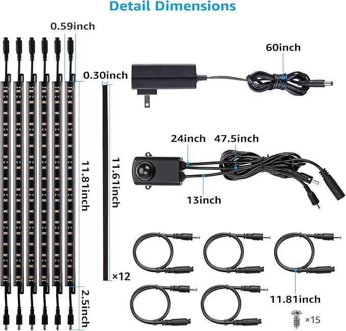 TORCHSTAR LED Safe Lighting Kit, 12 Inch Linkable Light Bars + Motion Sensor + - Image 6