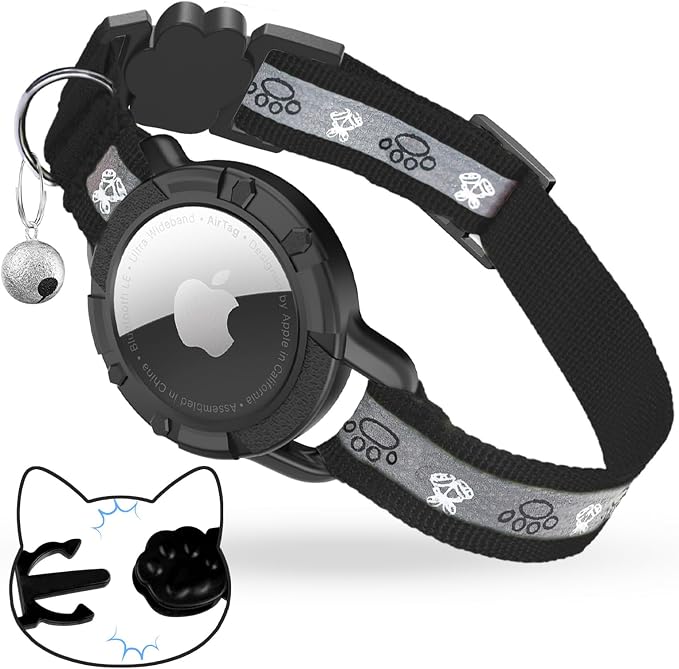 Breakaway AirTag Cat Collar, Reflective Cat Tracker Collar by ODOKELE