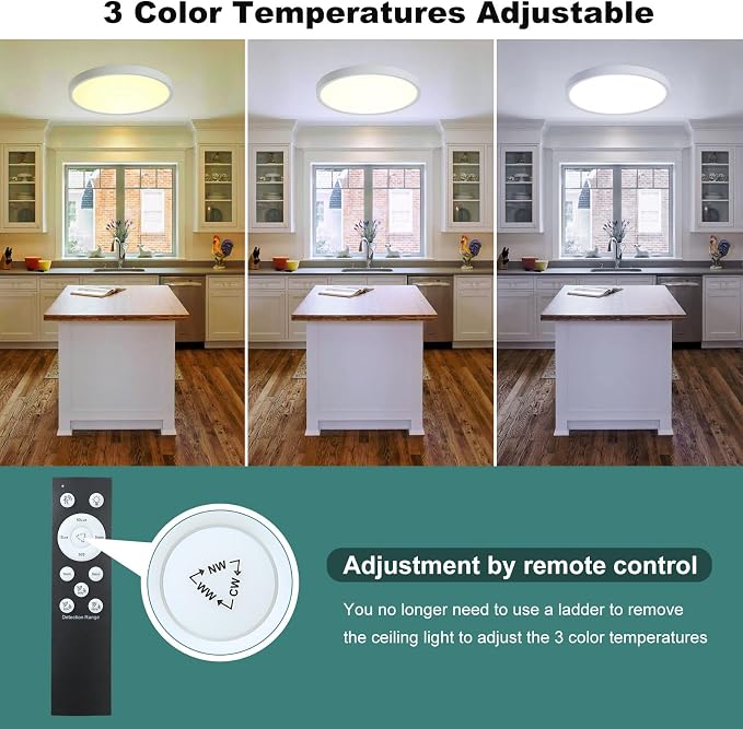 12 Inch Motion Sensor Ceiling Light Indoor, 24w Flush Mount Light Fixture Round - Image 4