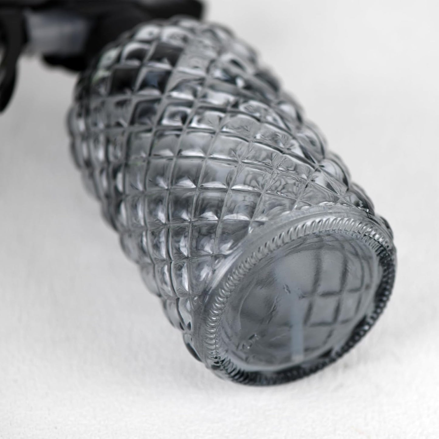 12Oz Glass Plant Spray Bottle, Gem Pattern Glass Sprayer, Watering Can with Black Plastic Top Pump, Handheld Watering Can for Indoor Outdoor Potted Plants and Greenery (Grey)