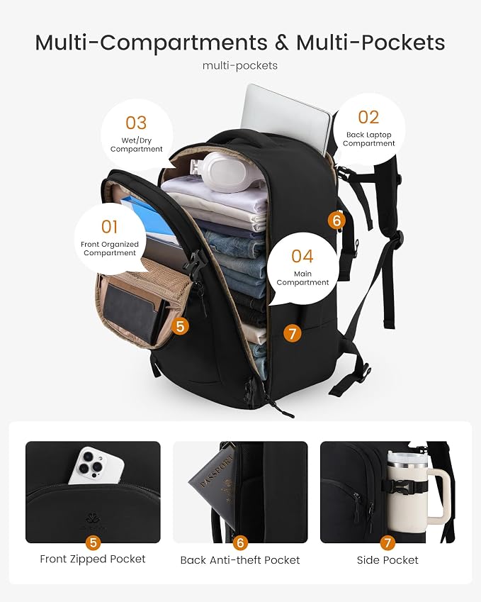 LOVEVOOK 50L Travel Backpack for Women, Airline Approved Carry On Backpack - Image 4