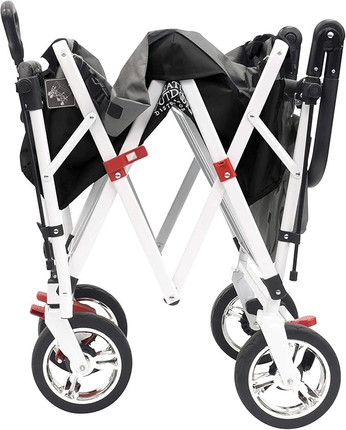 Creative Outdoor Push Pull Folding Wagon for Cargo | Beach Park Garden Sports & Camping | Black with Canopy