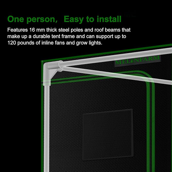 MELONFARM 24"x24"x32'' Grow Tent, High Reflective 600D Diamond Mylar Canvas with Observation Window and Floor Tray for Hydroponic Indoor Plant Growing