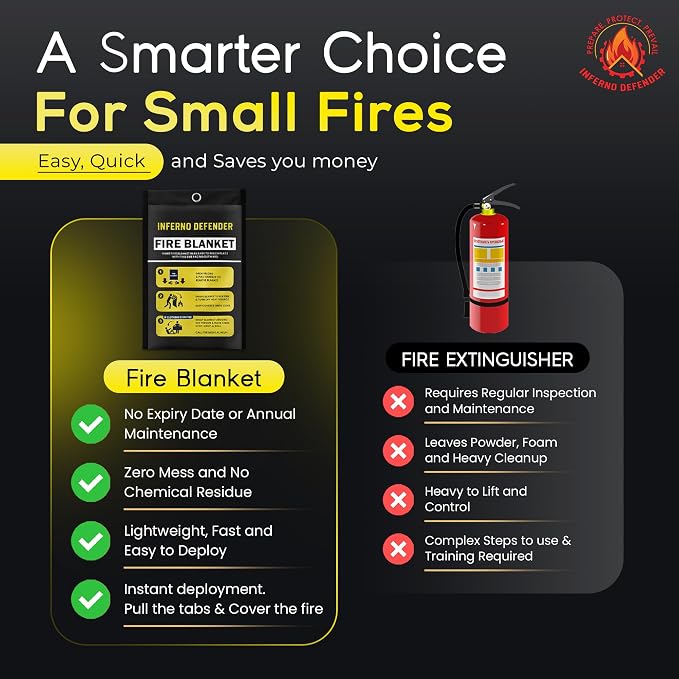 Emergency Fire Blanket For Home And Kitchen, Safe Touch Silicone Coated - Image 3