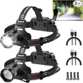 Super Bright Aluminum Headlamp 2Pack, Rechargeable Headlamp High Lumen by Staaricc