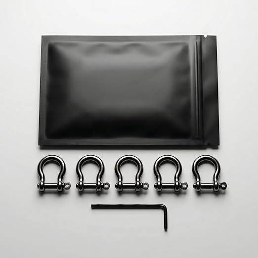 Black Nickel 5/32" Bow Shackle, 5 Pack - Image 6