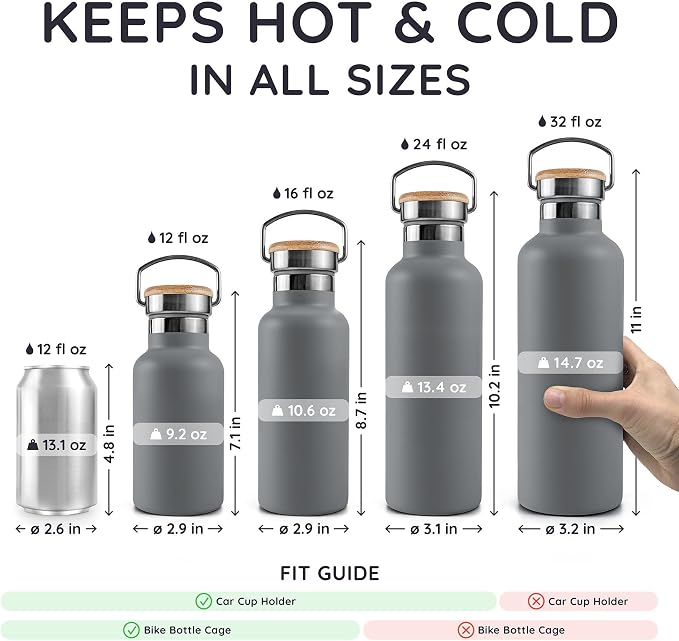 Bambaw 16 oz Metal Water Bottle, Insulated Stainless Steel Water Bottle - Image 5
