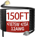 150 FT 12 Gauge Extension Cord Outdoor, Heavy Duty Weatherproof & Flame by Skrizcable