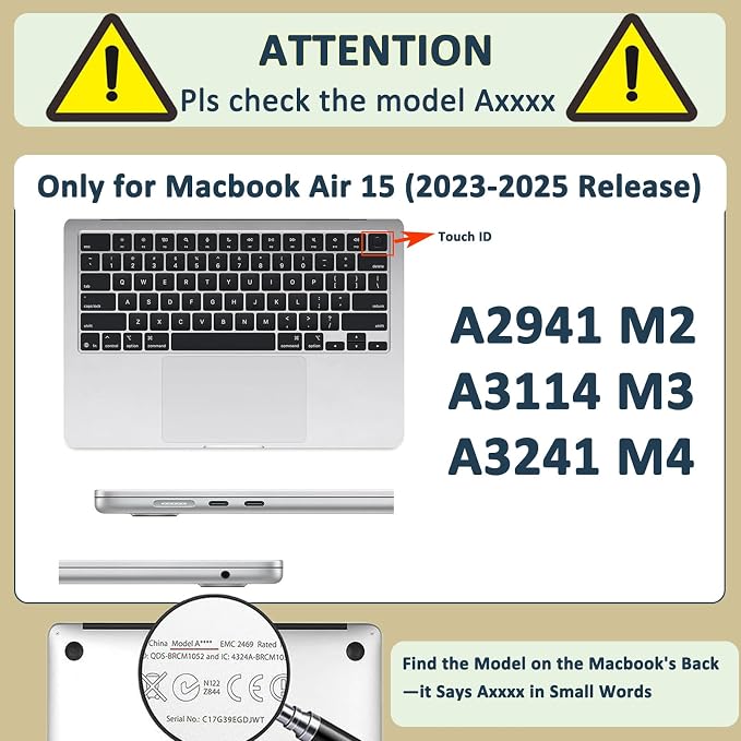Case Cover for New MacBook Air 15 inch M5 M4 M3 M2 2026 2025 2024 2023 Release - Image 2