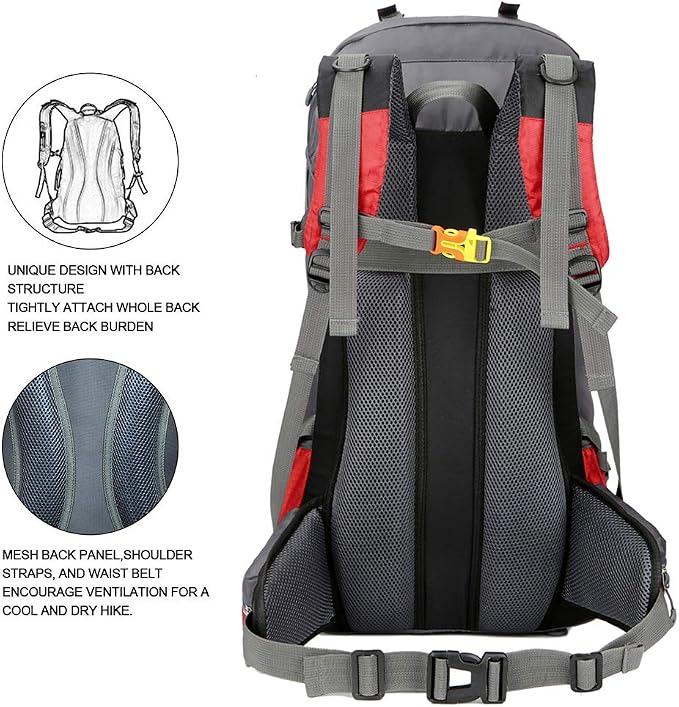 Bseash 60L Waterproof Hiking Camping Backpack - Image 6