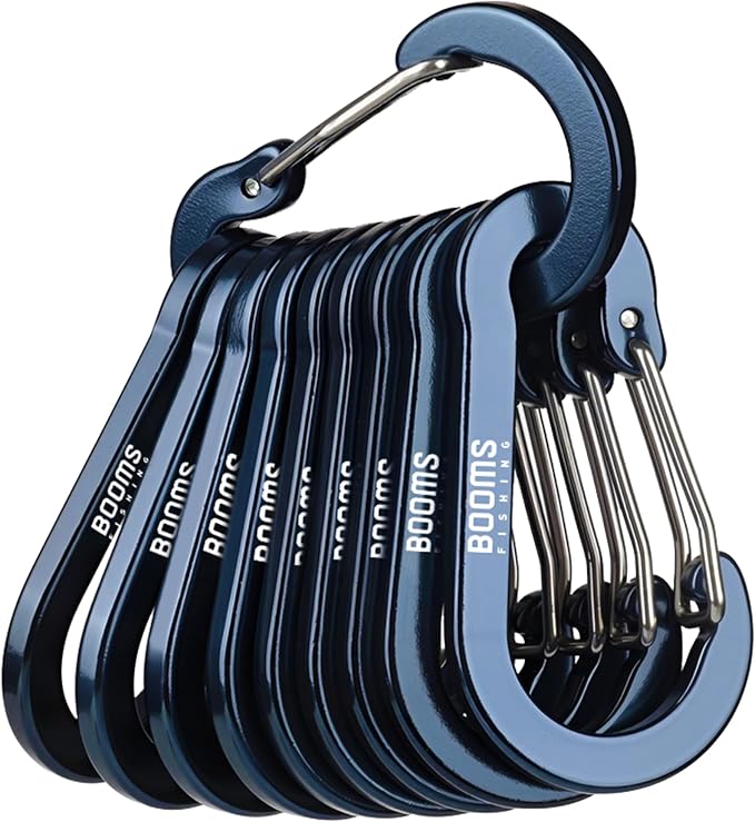 Booms Fishing CC5 Multi-Use Carabiner Clips, 10 Pack 2.3"/ 3.1" Caribeener Clips by BoomsFishing