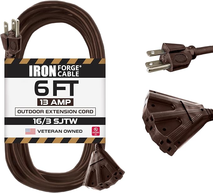 Iron Forge Cable 6ft Brown Outdoor Extension Cord by IronForgeCable