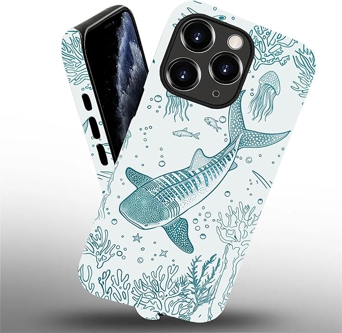 for iPhone 13 Pro Max Case, HH2 Ocean Whale Shark Hybrid 2 Layer Hard Shell - Image 2