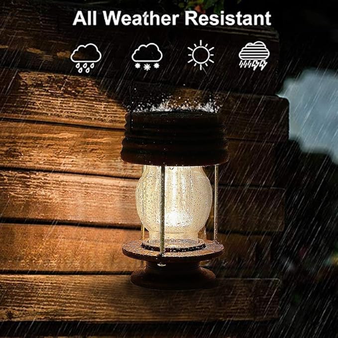 pearlstar Solar Lanterns Outdoor Hanging Solar Lights with Handle for Pathway Yard Patio Garden Decoration, Outside Solar Table Lamp, 30Lumen (8.3”-2 Pack)