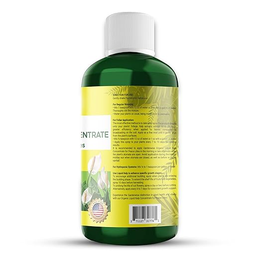Organic Premium Kelp Seaweed Fertilizer for Peace Llily - Liquid Plant Food - Nutrient-Rich Soil Enhancer - Natural Plant Food for Spathiphyllum (16 OZ)
