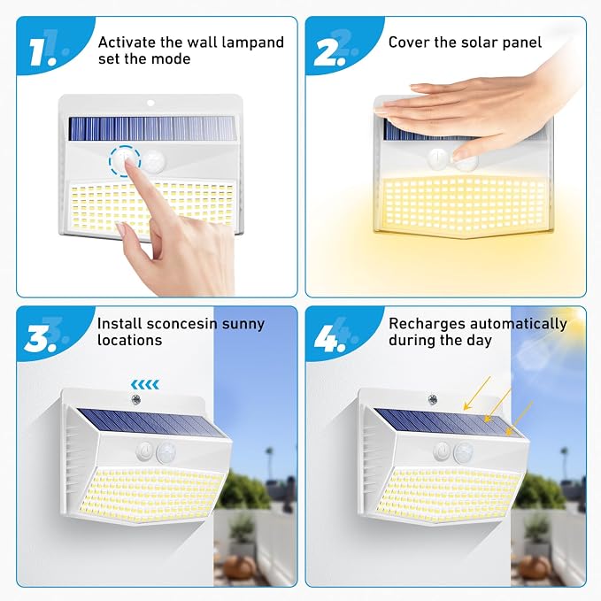 Peasur 6 Packs Solar Outdoor Lights Motion Sensor, Solar Security Lights - Image 5