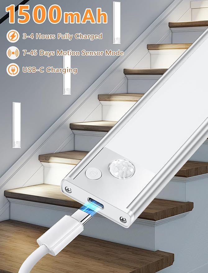Under Cabinet Rechargeable Lighting: 12 Inch Motion Sensor Dimmable Lights - Image 3