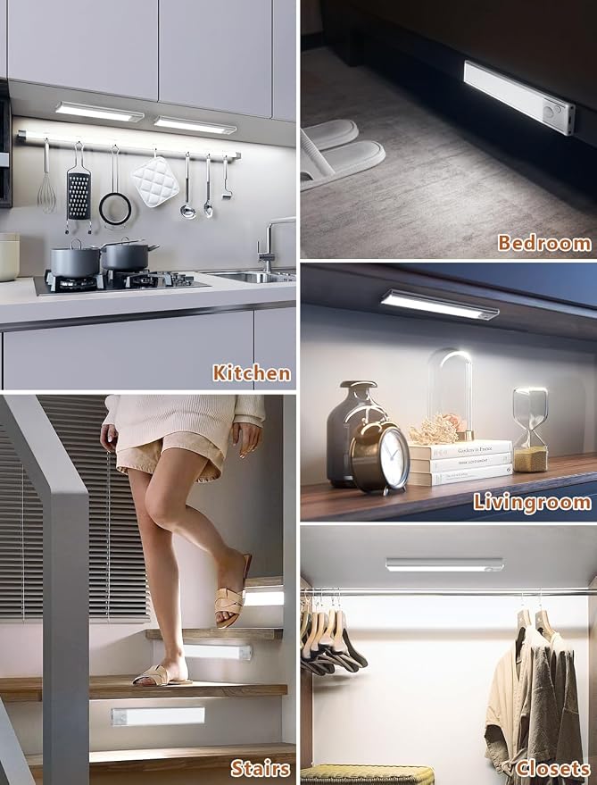 Under Cabinet Rechargeable Lighting: 8 Inch Motion Sensor Dimmable Lights Indoor - Image 8