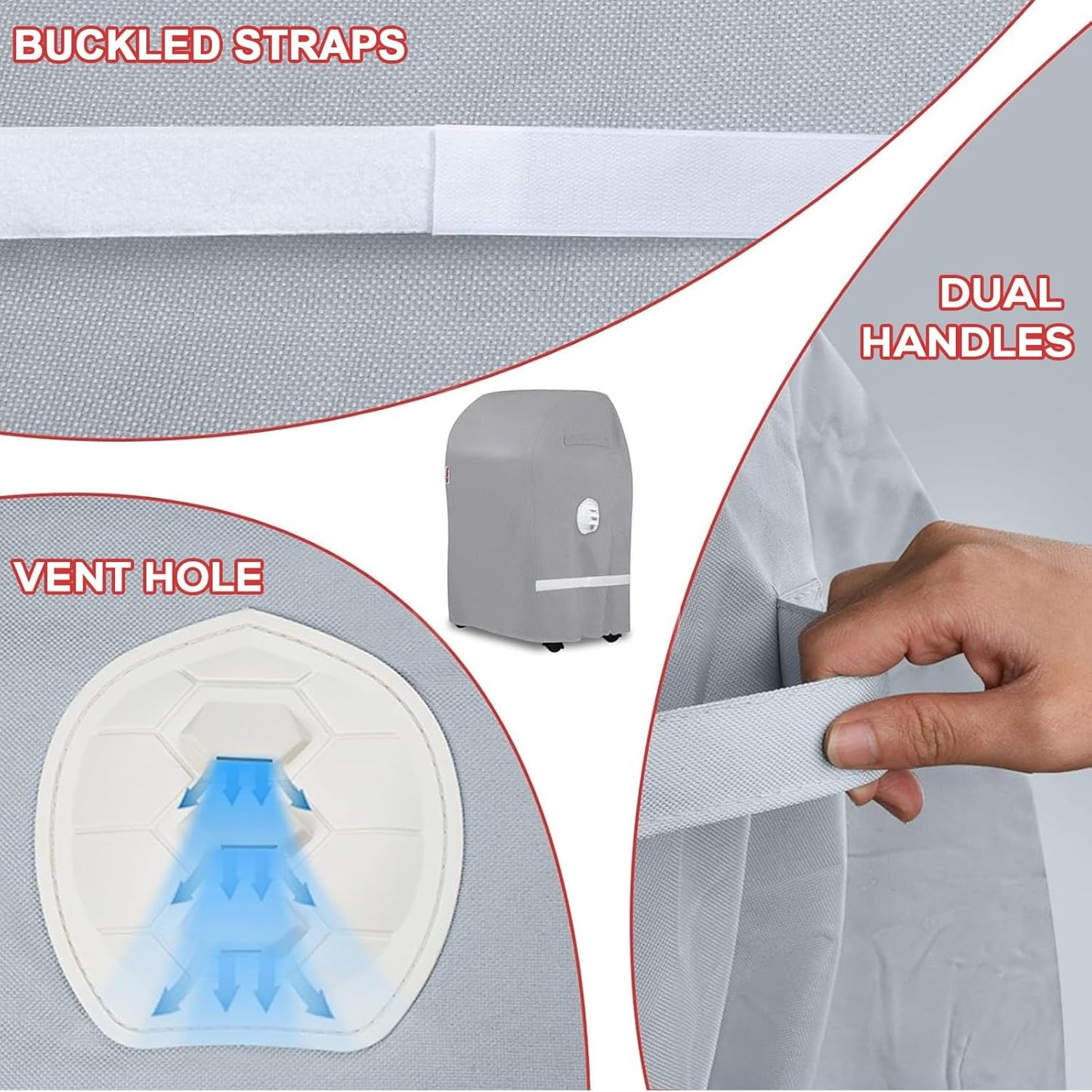 BBQ Grill Cover, 32 Inch Heavy Duty Waterproof 2 Burner Barbecue Gas Grill Covers for Weber Spirit Char-Broil Performance, Gray