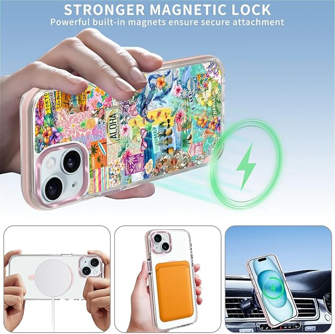 Case for iPhone 14 Plus/15 Plus, Hawaii Aloha Cover Coastal Beach Collage Phone - Image 3