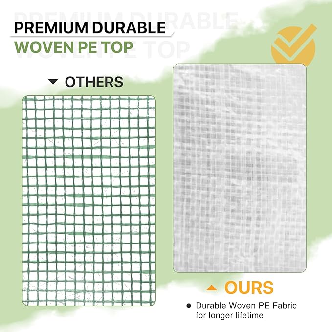 EAGLE PEAK 8x6 Portable Walk-in Greenhouse, Pop-up Indoor Outdoor Garden Green House, Zippered Doors and Windows, Heavy Duty Woven PE Top, White