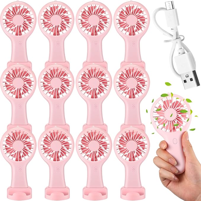 Woanger 12 Pcs Mini Handheld Fan Bulk 3 Speed USB Electric Battery Operated by Woanger