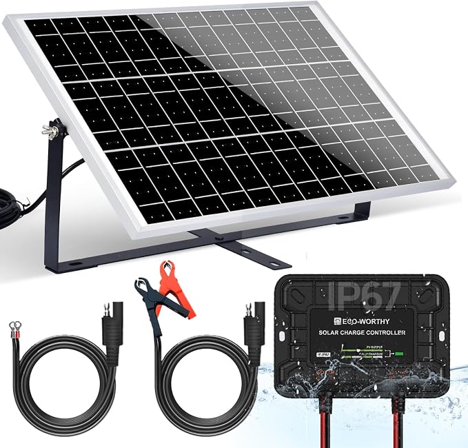 ECO-WORTHY 25W 12V Solar Battery Charger Trickle Maintainer, 25W Waterproof by ECO-WORTHY