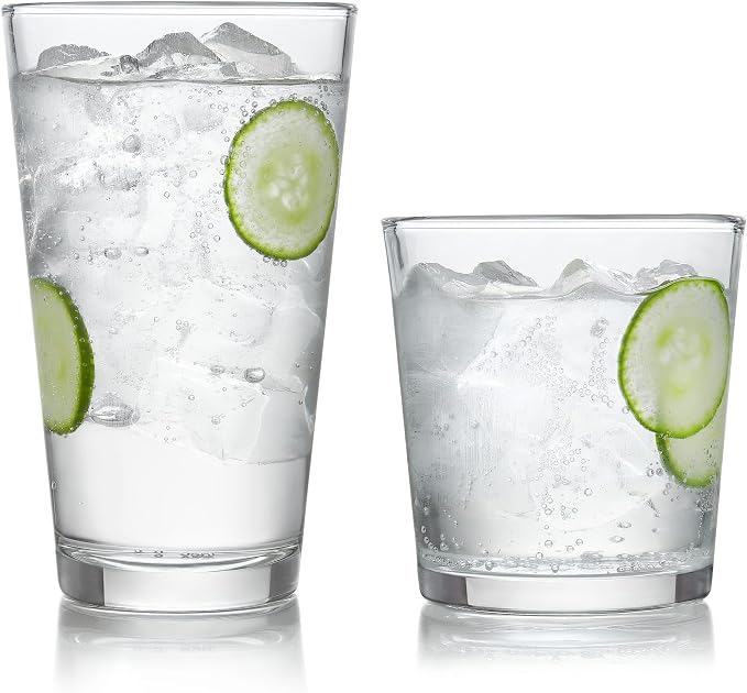 Libbey Preston Tumbler and Rocks Glass Cups Set, All Purpose Everyday Drinking by Libbey