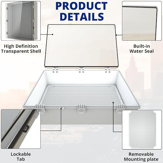 MAKERELE Extra Large Outdoor Waterproof Electrical Box IP67 Clear Waterproof - Image 4