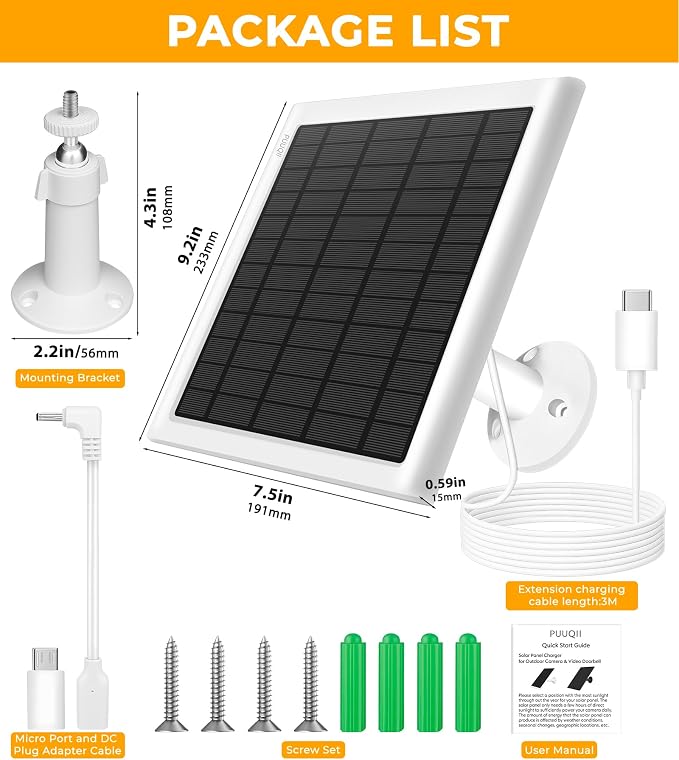 8W Solar Panel for Ring Camera, Solar Panel Charger Compatible - Image 9