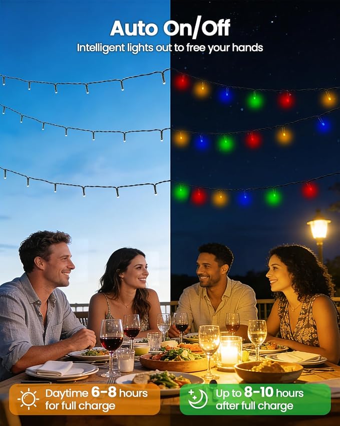 OZS 6 Pack 480LED Solar Christmas String Lights Outdoor, Waterproof 8 Modes - Image 2